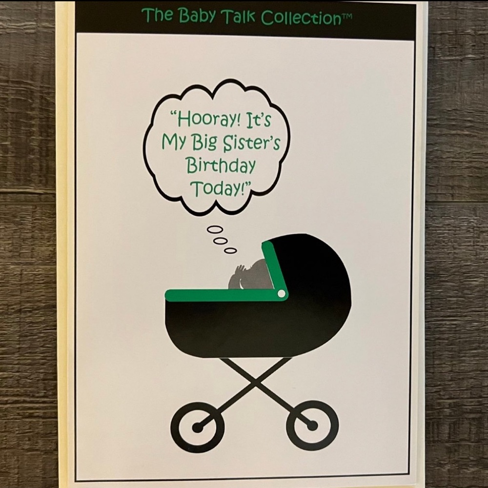 💞 New Big Sister Birthday Card From The Baby Talk Greeting Card Collection